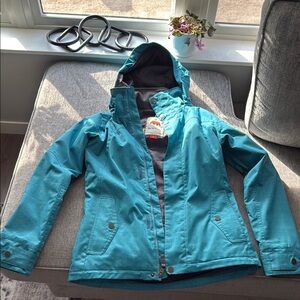 Burton Blue Ski Jacket with Hood and Water-Resistant Material